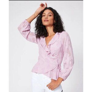 Paige Women’s Parsley Silk 3/4 Sleeve‎ Shadow Floral Wrap Top Lilac Small  $249